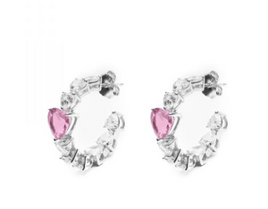 Orecchini cerchietto multi-cuore con zircone colorato
