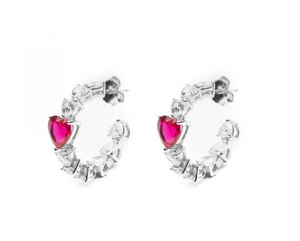 Orecchini cerchietto multi-cuore con zircone colorato