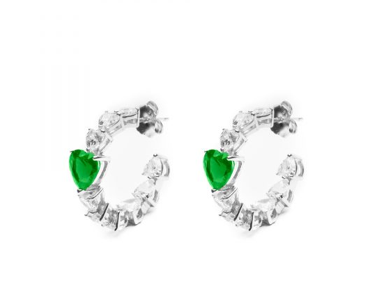 Orecchini cerchietto multi-cuore con zircone colorato