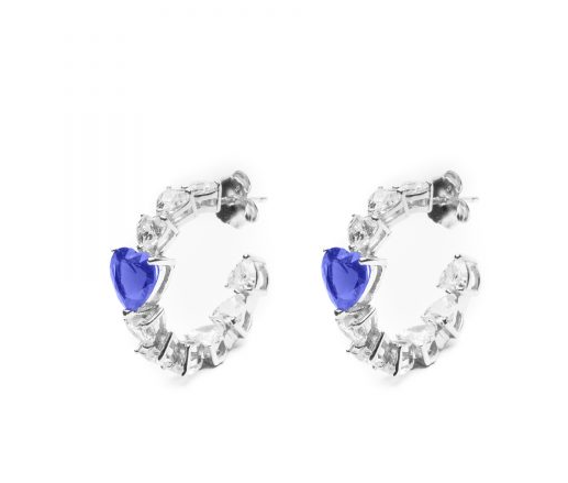 Orecchini cerchietto multi-cuore con zircone colorato
