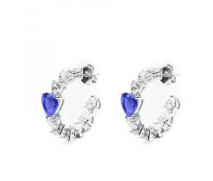 Orecchini cerchietto multi-cuore con zircone colorato