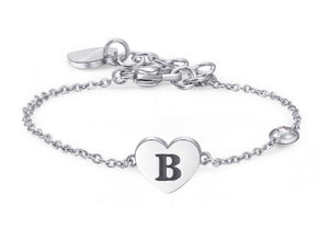 Bracciali in acciaio con lettera, smalto nero e cristallo crystal.