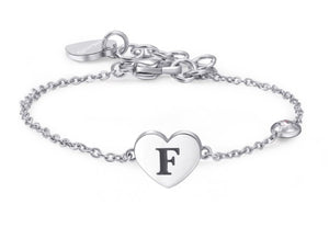 Bracciali in acciaio con lettera, smalto nero e cristallo crystal.