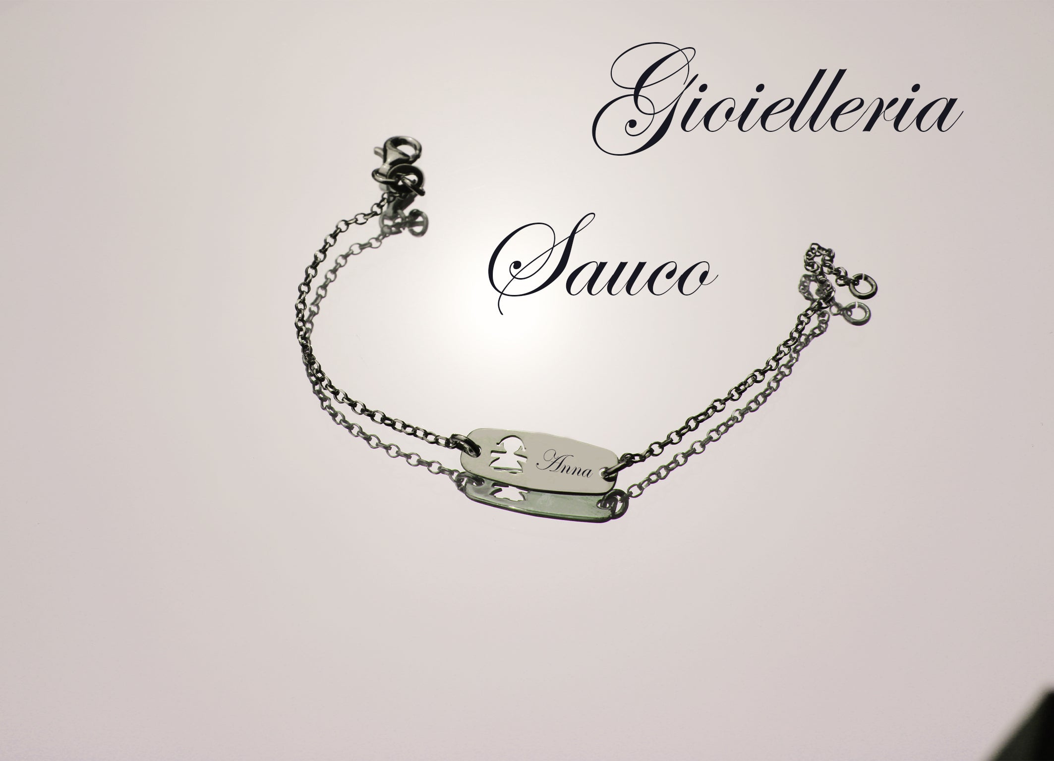 Bracciale in argento con targhetta per bambini