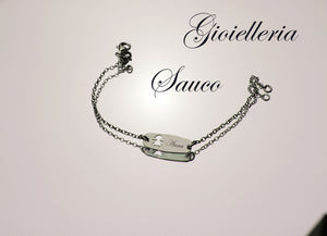 Bracciale in argento con targhetta per bambini