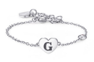 Bracciali in acciaio con lettera, smalto nero e cristallo crystal.