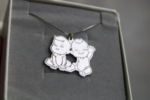 Collana in argento con 2 bambini