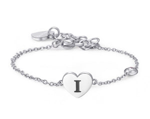 Bracciali in acciaio con lettera, smalto nero e cristallo crystal.