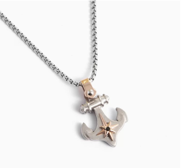 Collana in acciaio con ancora