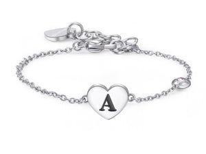 Bracciali in acciaio con lettera, smalto nero e cristallo crystal.