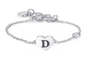 Bracciali in acciaio con lettera, smalto nero e cristallo crystal.