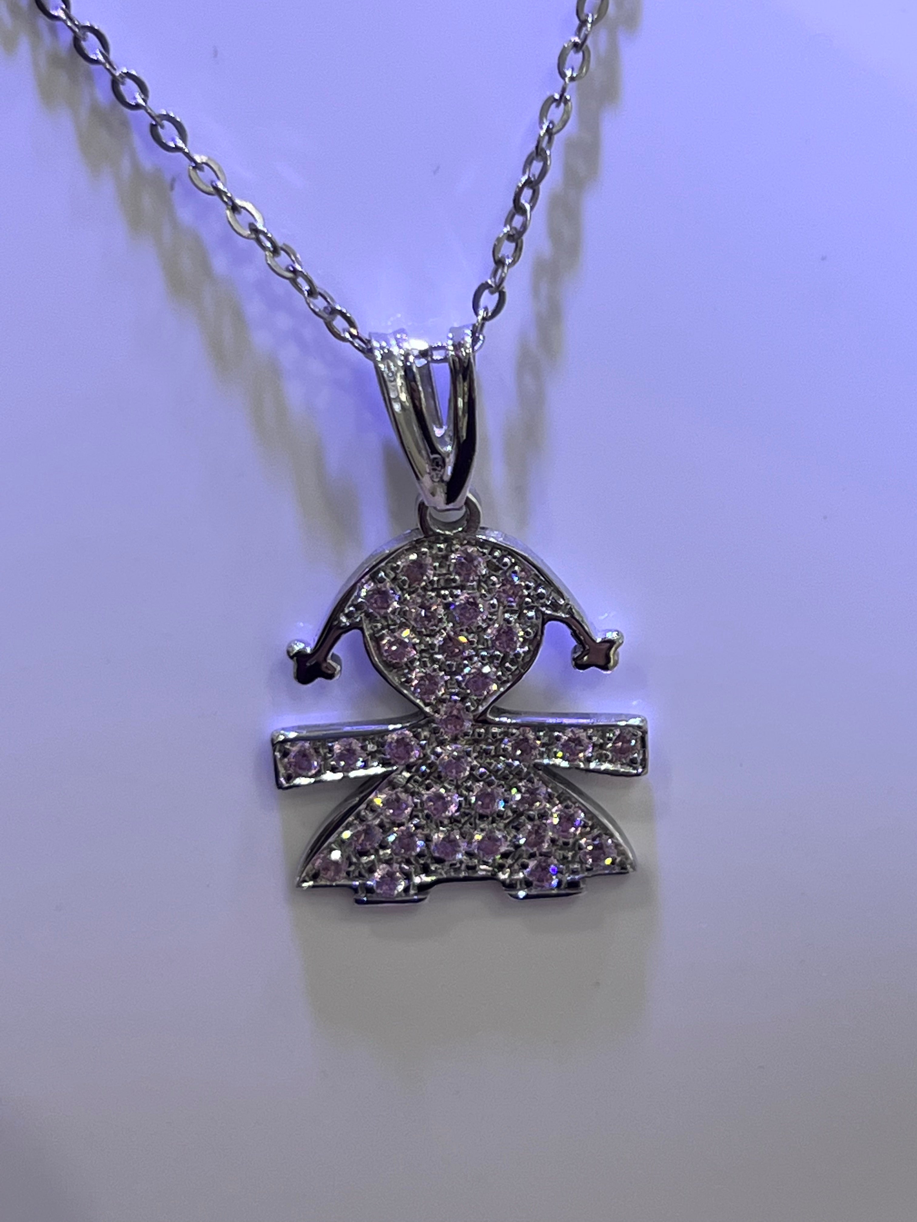 Collana in Argento 925 con bimba pendente