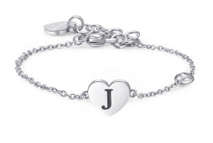 Bracciali in acciaio con lettera, smalto nero e cristallo crystal.
