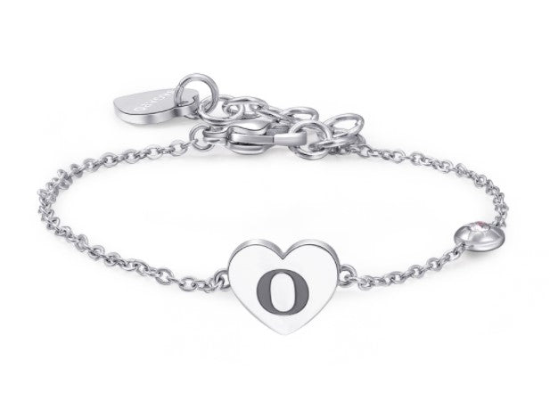 Bracciali in acciaio con lettera, smalto nero e cristallo crystal.