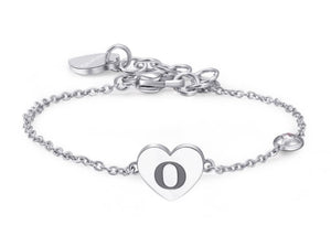 Bracciali in acciaio con lettera, smalto nero e cristallo crystal.