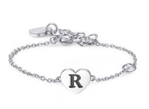 Bracciali in acciaio con lettera, smalto nero e cristallo crystal.