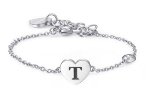 Bracciali in acciaio con lettera, smalto nero e cristallo crystal.