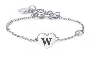 Bracciali in acciaio con lettera, smalto nero e cristallo crystal.