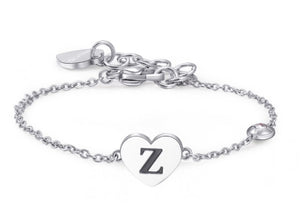 Bracciali in acciaio con lettera, smalto nero e cristallo crystal.